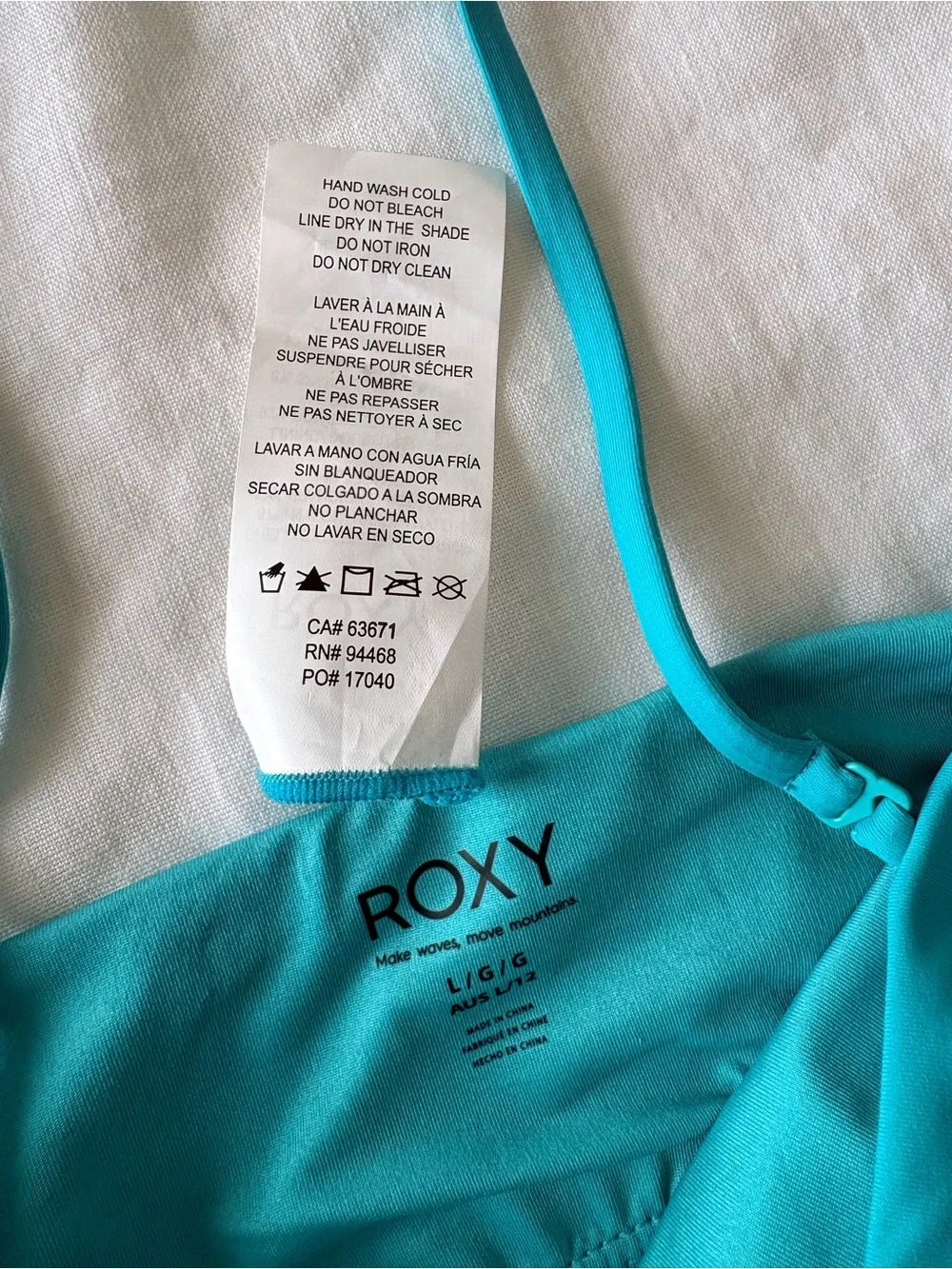 Roxy Bandeau Bikini Set NWT Large Turquoise Adjustable Swim Set Beach Resort